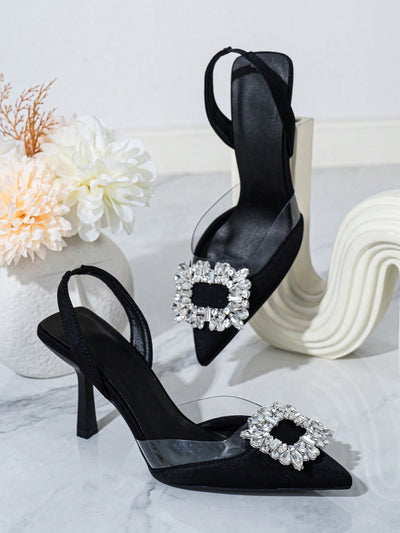 Rose Garden Strappy Stilettos: Fashionable Women's Black High Heels