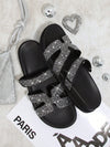 Sparkling Steps: Rhinestone Decorated Flat Sandals for Women