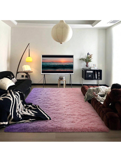 Blue and Black Modern Fluffy Area Rug - 6x9 Feet - Perfect for Living Room or Bedroom