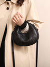 Vintage Crescent Handbag: One-Zipper PU Woven Bag for Women