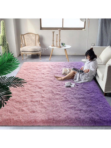 Blue and Black Modern Fluffy Area Rug - 6x9 Feet - Perfect for Living Room or Bedroom