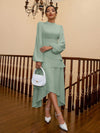 Chic & Elegant Women's Stand Collar Lantern Sleeve Long Sleeve Dress