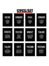 Modern Motivation: 12 Piece Black Canvas Wall Art Set for Home and Office Décor