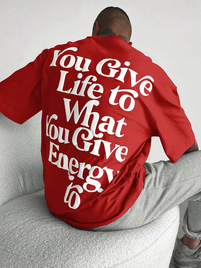 Embrace Your Style with the Ultra-Loose Men's Slogan Graphic T-Shirt