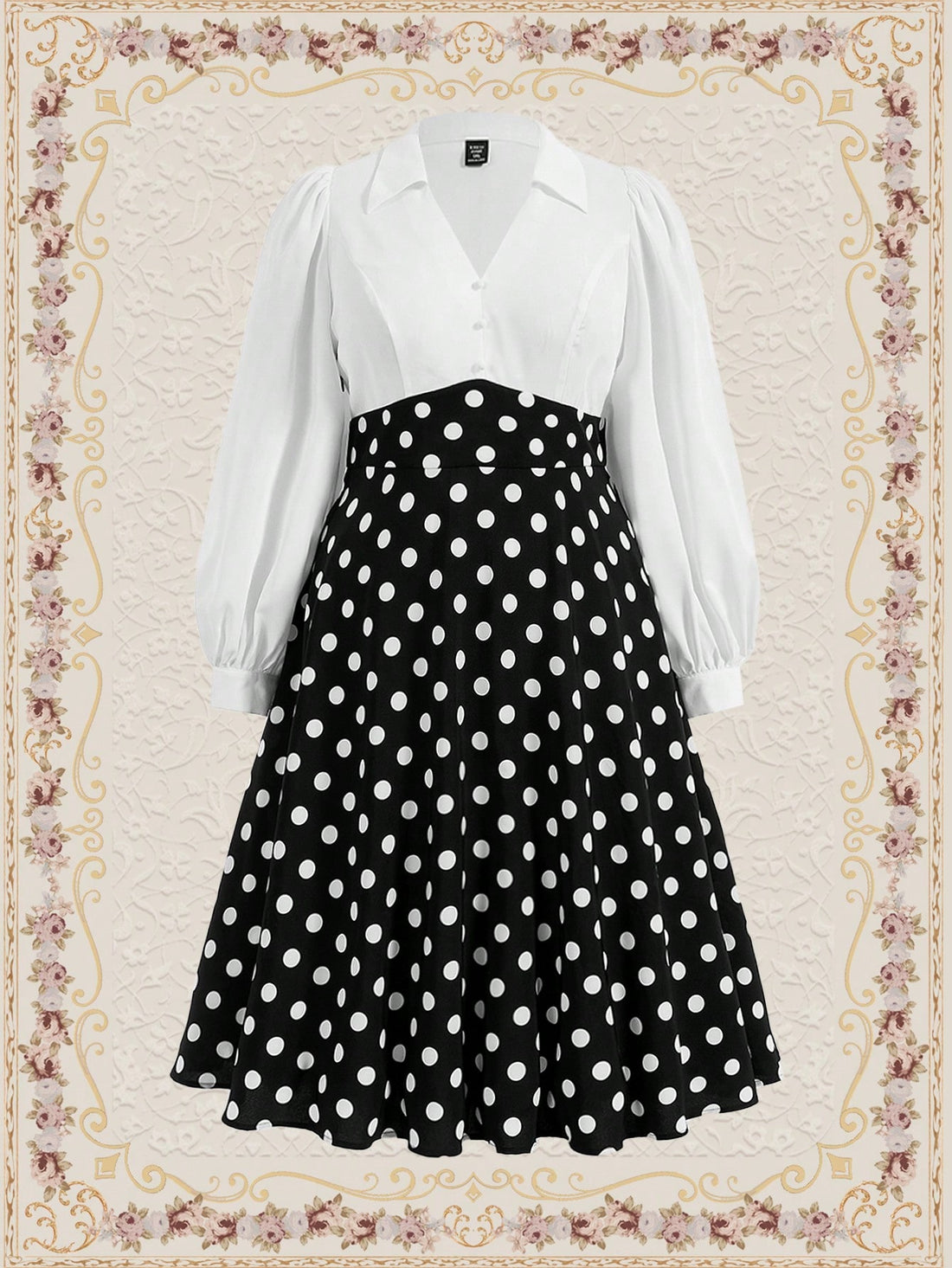 Add some quirk and fun to your wardrobe with our Chic Plus Size Colorblock Polka Dot Dress! Featuring a trendy shirt collar and a flared hem, this dress is perfect for those who like to make a statement. Say goodbye to boring dresses and hello to playful style!