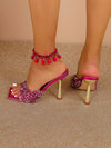 High Heel Women's Sandals with Shiny Rhinestone Decoration