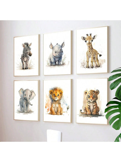 8-Piece Canvas Poster Modern Art Animal Collection for Nursery Wall Decor - Ideal Gift for Bedroom and Fall Decor