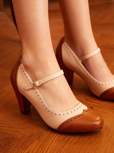 Chic Vintage Two-Tone High Heeled Pumps: Ideal for Summer, Graduation, and Prom!