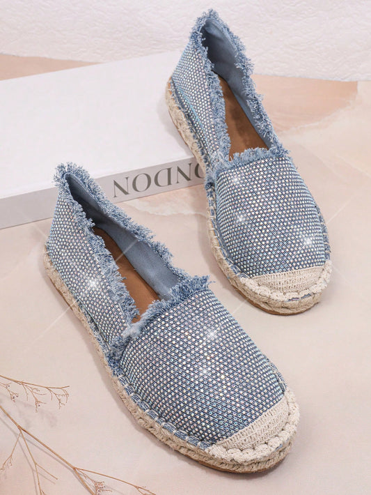 Step into Style: Rhinestone Decor Flat Shoes for Women