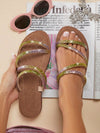 Rhinestone Sparkle: Women's Colorful Flat Sandals