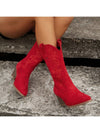 Stylish Western-Inspired Embroidered Mid-Calf Wedge Boots for Women