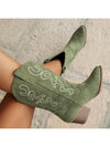 Stylish Western-Inspired Embroidered Mid-Calf Wedge Boots for Women