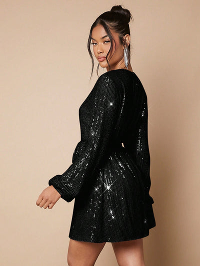 Shine Bright in Our Sparkling Belted Dress for Women