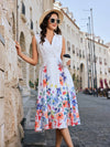 Floral Fantasia: Chic Sleeveless Shirt Dress for Your Vacay Style