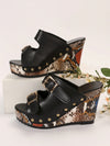 Chic and Comfortable: Fashionable Printed Weave Plus Size Platform Wedge Sandals