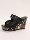 Chic and Comfortable: Fashionable Printed Weave Plus Size Platform Wedge Sandals