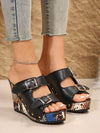 Chic and Comfortable: Fashionable Printed Weave Plus Size Platform Wedge Sandals