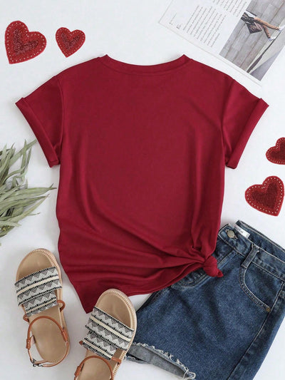 Love in Bloom: wear Women’s Valentine’s Day Printed Short Sleeve T-Shirt