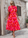 Chic and Colorful:  Geometric Print Bubble Sleeve Dress