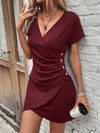 Chic and Classy: Button Detail Ruched Wrap Hem Dress