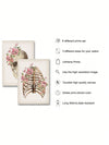 Vintage Anatomy Art: 6-Piece Floral Skeletal Bones Poster Set for Medical Wall Decor