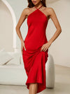 Chic & Stylish Backless Halter Neck Tie Strap Dress for Effortless Elegance