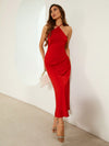 Chic & Stylish Backless Halter Neck Tie Strap Dress for Effortless Elegance