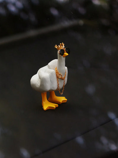 Impress with Attitude: Middle Finger Duck Car Ornament with Sunglasses and Chain