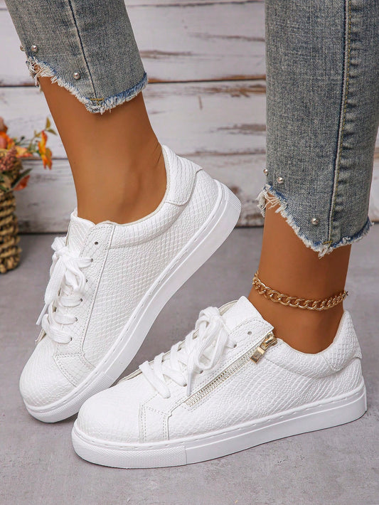 Upgrade your wardrobe with our stylish and comfortable lace-up sneakers for women. Perfect for outdoor casual wear, these sneakers provide both fashion and comfort. With their durable design and trendy look, they are the ideal choice for any outdoor activity. Get yours today and step out in style!
