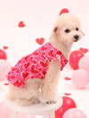 Valentine's Day Heart-Shaped Bowknot Pet Skirt in Pink for Cats and Dogs