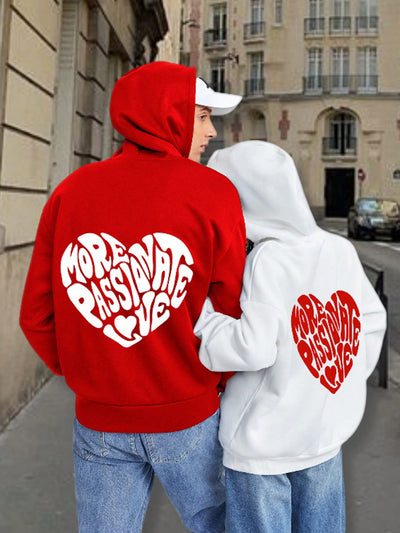 Cozy Chic: Heart Pattern Hoodie for Women - Autumn/Winter Oversized Style