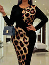 Bold & Chic: Plus Size Leopard Print Keyhole Bodycon Dress