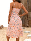 Floral Essence: Spaghetti Strap Dress with Slit Hem