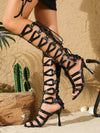 Stylish & Sexy: Hollow Out Cross Strap High Heel Sandals