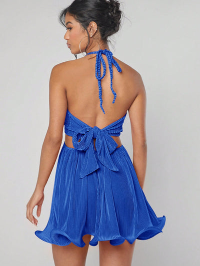 Unleash Your Inner Style Rebel with Haute Ombre Cut-Out Tie Back Pleated Dress