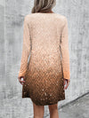 Enchanting Ombre: Round Neck Long Sleeve Dress