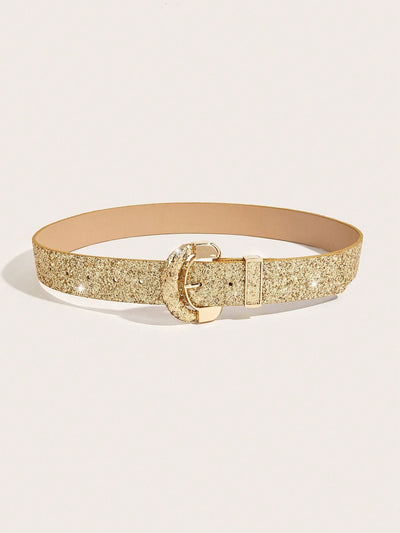 Champagne Glitter Alloy PU Belt - Perfect for Festivals, Parties, and Weddings