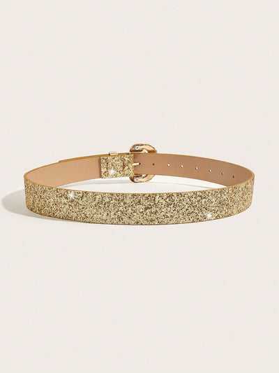 Champagne Glitter Alloy PU Belt - Perfect for Festivals, Parties, and Weddings