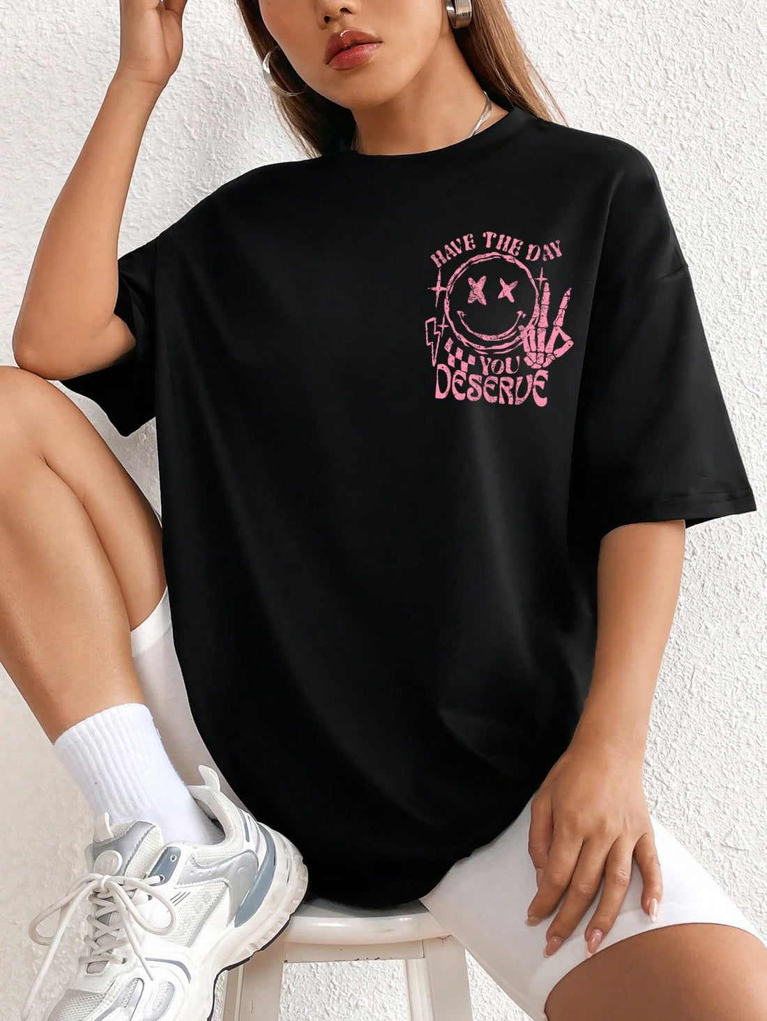 Embrace positivity and start your day with confidence in our 'Have the Day You Deserve' drop shoulder t-shirt. Made with comfortable, lightweight fabric and a stylish design, this shirt will remind you to make the most of every day. Spread positivity and elevate your wardrobe with this must-have t-shirt.