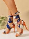 Chic Gladiator Style High Heel Sandals in Satin Fabric - Plus Size