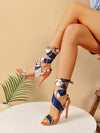 Chic Gladiator Style High Heel Sandals in Satin Fabric - Plus Size