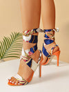 Chic Gladiator Style High Heel Sandals in Satin Fabric - Plus Size
