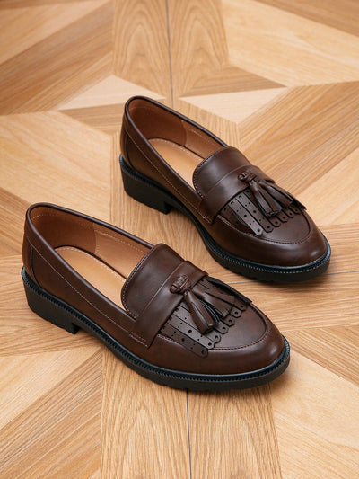 Chic and Stylish: Minimalist Fringe Decor Loafer Flats for Women