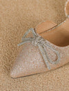 Sparkling Rhinestone Bow Backless Flats: Sleek and Stylish Women's Shoes