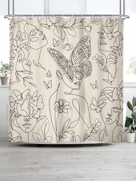 Elevate your bathroom decor with our Artistic Abstract Line Pattern Shower Curtain. Featuring a mesmerizing design of a Face Butterfly and Female Figure, this curtain adds a touch of sophistication to your space. Made of high-quality material, it also provides privacy and keeps your bathroom clean and dry.