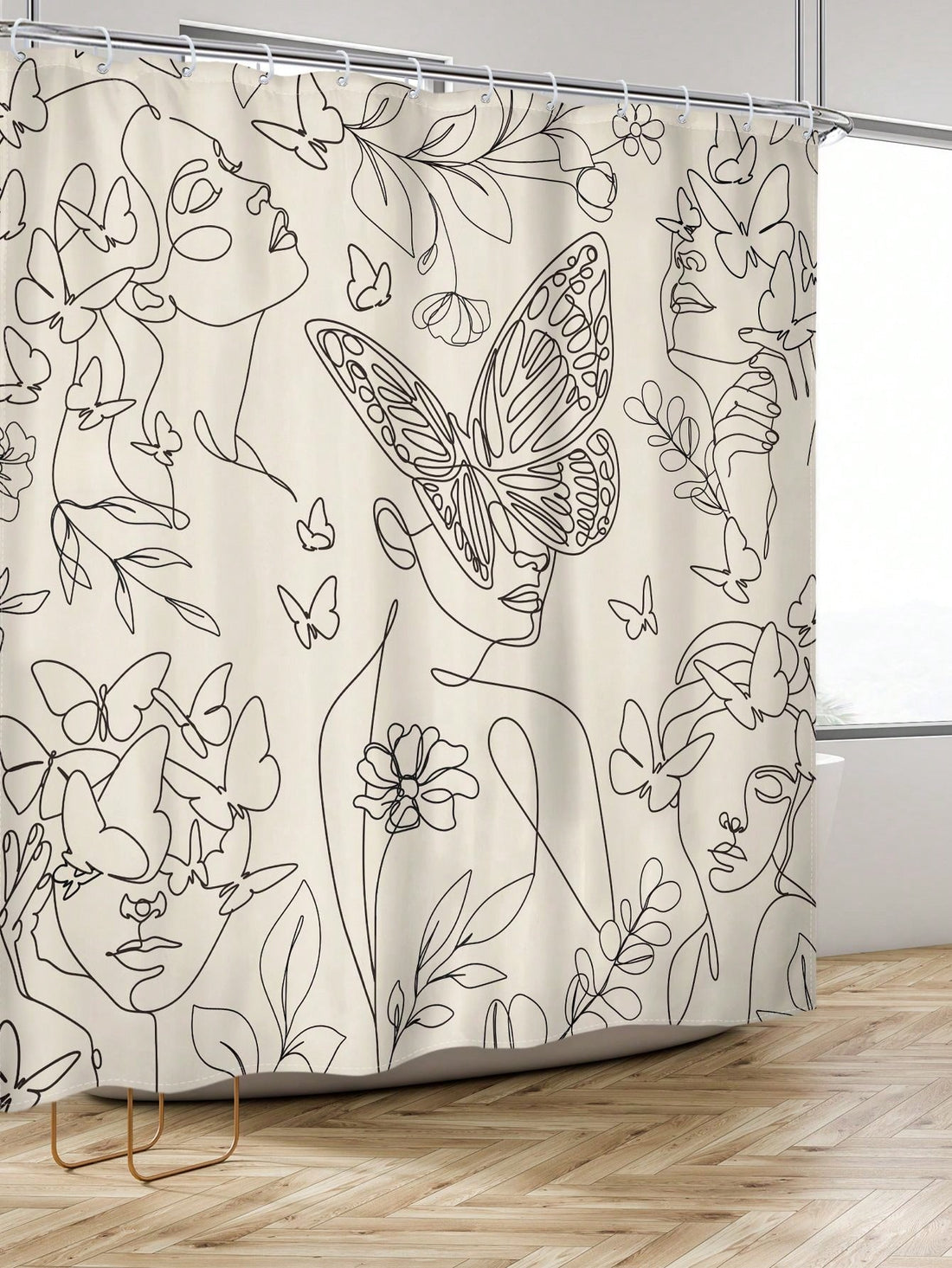 Elevate your bathroom decor with our Artistic Abstract Line Pattern Shower Curtain. Featuring a mesmerizing design of a Face Butterfly and Female Figure, this curtain adds a touch of sophistication to your space. Made of high-quality material, it also provides privacy and keeps your bathroom clean and dry.