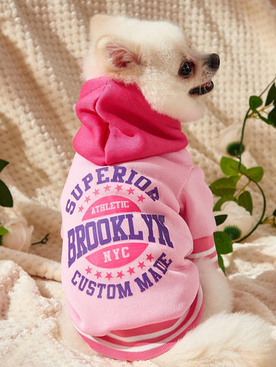 Cute and Cozy: Pink Baseball Jacket with Color Block and Animal Print Sweatshirt