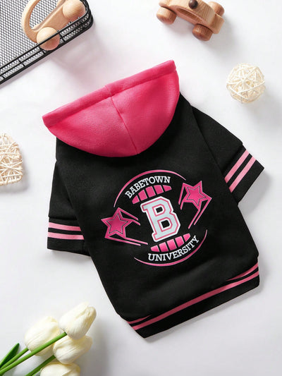 Cute and Cozy: Pink Baseball Jacket with Color Block and Animal Print Sweatshirt