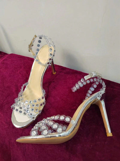 Sparkling Rhinestone Stiletto Heeled Sandals: Your Perfect Party Glam