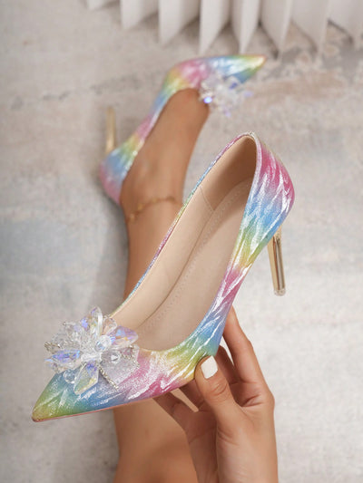 Crystal Pink Stiletto Heels: Elegant Bridal Shoes for the Fashion-Forward Bride